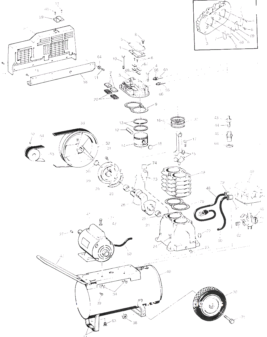 Air-Compressor Parts Diagram and Parts List for FL3304-06  Campbell Hausfeld Compressor